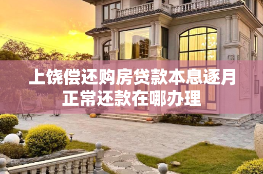 上饶偿还购房贷款本息逐月正常还款在哪办理