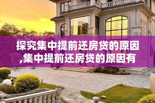 探究集中提前还房贷的原因,集中提前还房贷的原因有哪些